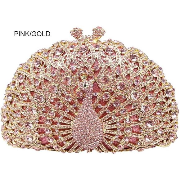 NEW Sparkling Bling Swarovski Crystal Rhinestone Peacock Clutch Bird Pur… - Picture 7 of 17